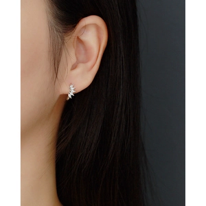 Close-up of S925 sterling silver marquise zircon earrings worn on a model's ear