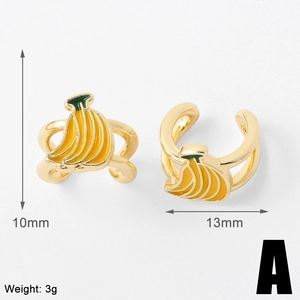 Detail view of banana enamel ear cuff with 10mm height and 13mm width dimensions