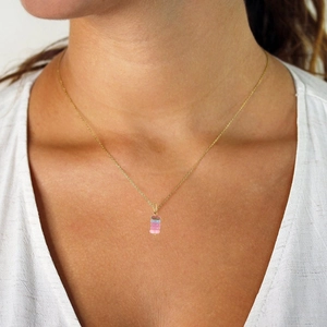 Chic gold chain necklace with colorful natural stone ice cream pendants for women