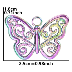Rainbow hollow butterfly pendant size measurement 2.5cm by 1.8cm for DIY jewelry