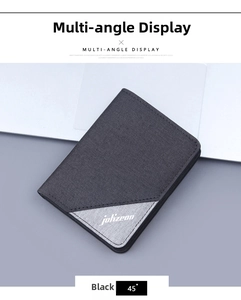 Vertical canvas wallet for men featuring a minimalist two-tone design and slim profile