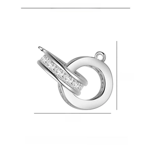 Interlocked ring pendant detailed with 5A cubic zirconia and precise dimensions