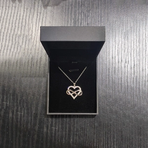 S925 sterling silver heart and infinity pendant necklace with zircon in black gift box