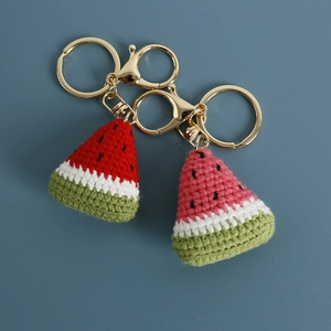 Watermelon Keychain Handmade Crocheted Woolen Yarn Cute Sweet Fruit Shape Bag Charm Accessory Women Girls