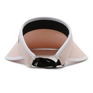 Visiera parasole rosa e bianca a tesa larga con cinturino elastico regolabile donna