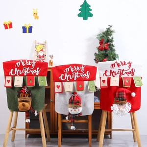 Christmas chair covers featuring reindeer, snowman, and Santa Claus for festive home decor