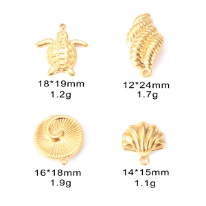 Golden ocean series shell turtle pendants made of stainless steel for DIY jewelry making