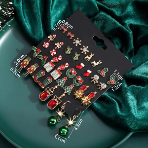 Lot de 20 paires de boucles d'oreilles de Noël avec flocons et motifs casse-noisette