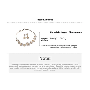 Detail view of oval rhinestone choker set dimensions in copper and shiny crystal