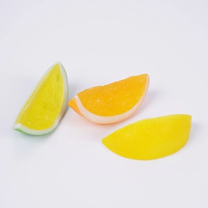 Realistic PVC lemon and orange slices set for showcase display and photography props