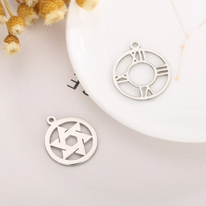 Silver stainless steel pendants with Roman numeral dial and Star of David hollow designs