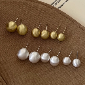 Brushed Ball Stud Earrings With 925 Sterling Silver Earring Post Geometric Round Minimalist Versatile Jewelry For Women