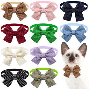 Pet Bow Tie Tweed Woven Adjustable Collar For Cats And Small Dogs Elegant Formal Neckwear Accessory Fashion Solid Color