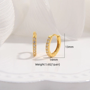 Minimalist S925 sterling silver hoop earrings with cubic zirconia in gold plating