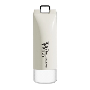Portable travel toothbrush holder set in cream white with transparent base and metal ring