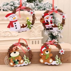 Christmas rattan wreaths with Santa, Snowman, Reindeer and Bear for door decorations