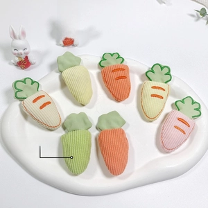 Detailed knit texture of 7-piece carrot-shaped fabric patches for hair accessories