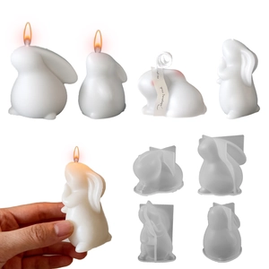 Rabbit Silicone Mold 3D Easter Bunny For DIY Candle Resin Plaster Making Baking Cake Decorating Handcrafted Tools