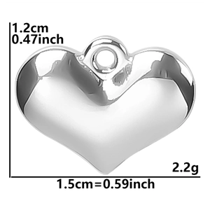 Detailed dimension guide for the 18k plated stainless steel heart pendant necklace