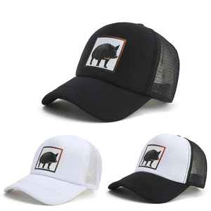 Fashion Mesh Trucker Hat With Boar Patch For Men Women Outdoor Adjustable Snapback Baseball Cap Sun Protection Sun Hat