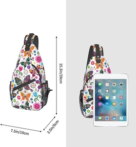 Tableau des tailles de sac bandoulière montrant les dimensions avec une tablette