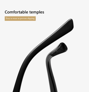 Detail of black temples with anti-slip texture for comfortable and stable wearing