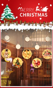 Detail of 5-piece LED suction cup Christmas window lights with festive patterns