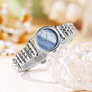 Orologio donna GEDI elegante con cinturino in acciaio argento e quadrante in madreperla blu
