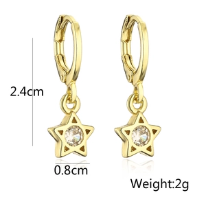 Dettaglio orecchini a stella placcati oro 18K con misure e peso specificati