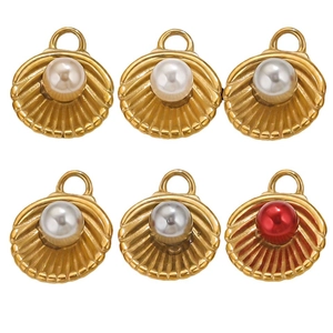 Lot de pendentifs perles en forme de coquillage en six couleurs pour création bijoux