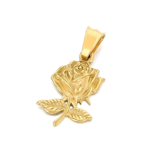 Pendentif rose doré minimaliste en acier titane avec un design floral texturé