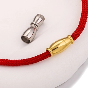 Golden magnetic cylinder clasps for red leather cord DIY bracelet and jewelry making