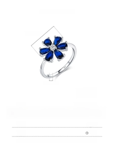 Size chart and technical specifications for the S925 sterling silver sapphire ring