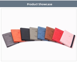 Multiple colorful RFID passport holders with elastic closure and travel pattern