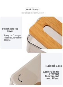 Detail of Nordic tissue box showing removable bamboo lid and non-slip bottom base feet