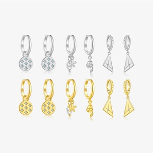 925 Sterling Silver Hoop Earrings For Women Starfish Shell Artificial Pearl Geometric Triangle Zircon Dangle Drop Jewelry Gifts