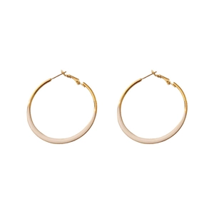 Chic gold-tone hoop earrings with cream enamel finish in a minimalist geometric design