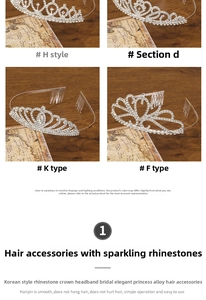 Detailed views of four silver alloy bridal tiara combs featuring clear rhinestones