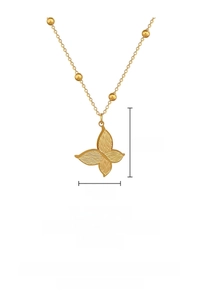 Spécifications détaillées du collier papillon en acier titane doré avec dimensions et poids