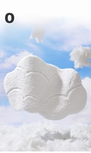 Detail of soft white cloud bath mat with popcorn texture and thick plush flocking fabric