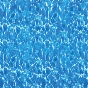 Detail of blue ocean wave pattern on party tablecloth showing water caustic design
