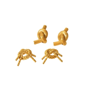 Minimalist gold knot stud earrings set in polished and twisted rope textures for women