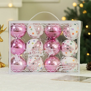 Christmas Baubles Ornaments Plastic Electroplated Sparkling Sequin Hanging Holiday Tree Decorative Festive Home Interior