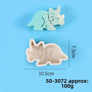Moule en silicone dinosaure triceratops détaillé mesurant 10,5x7,5cm pour artisanat DIY