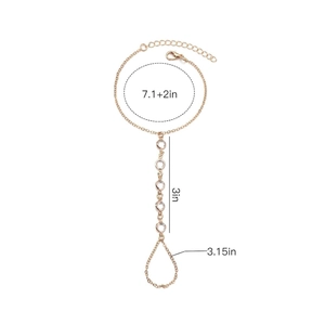 Bracciale ad anello oro rosa con zirconi e misure della lunghezza di 7,1+2 pollici