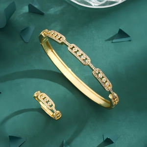 Geometric Square Link Gold Plated Copper Enamel Micro Pave Zircon Bracelet And Ring Jewelry For Women Fashion Accessory