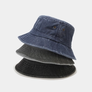 Washed Cotton Bucket Hat Distressed Denim Style Foldable Breathable Sun Hat For Men Women Outdoor Casual Fashion