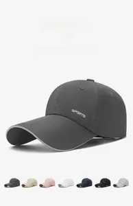 Detail showing various colors and embroidered sports logo on breathable quick-dry caps