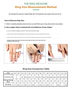 Detailed size guide for silver rings including circumference, diameter and US/HK sizes