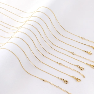 Classic 45cm gold stainless steel snake chain necklace with secure lobster clasp and extender